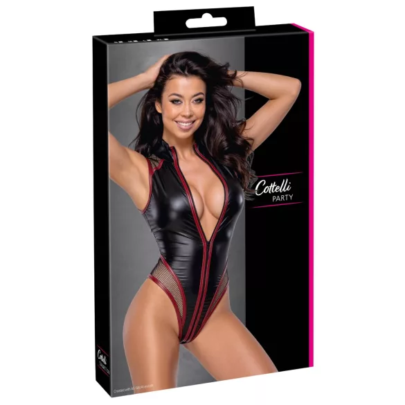 Cottelli - netbody met rits (zwart) - M