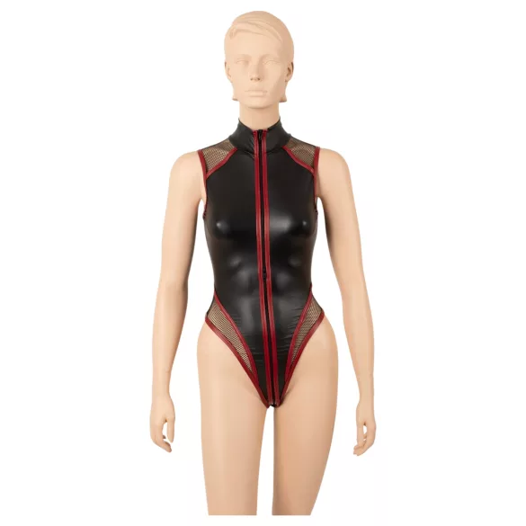 Cottelli - netbody met rits (zwart) - M