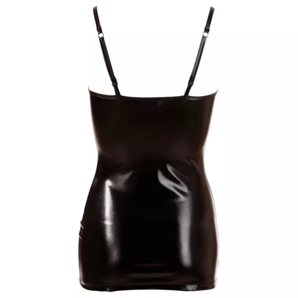 Cottelli - Jurk - Glanzend met vetersluiting - Zwart