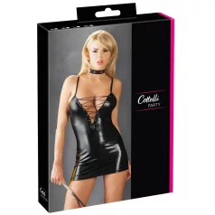 Cottelli - glanzende jurk met veters (zwart) - M