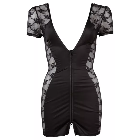 Cottelli - Lingeriejurk met strik en kant - zwart - L