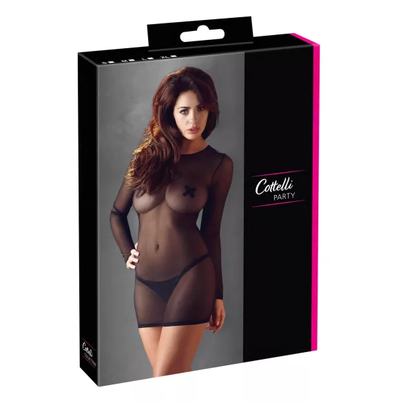 Cottelli - transparante jurk - zwart - M