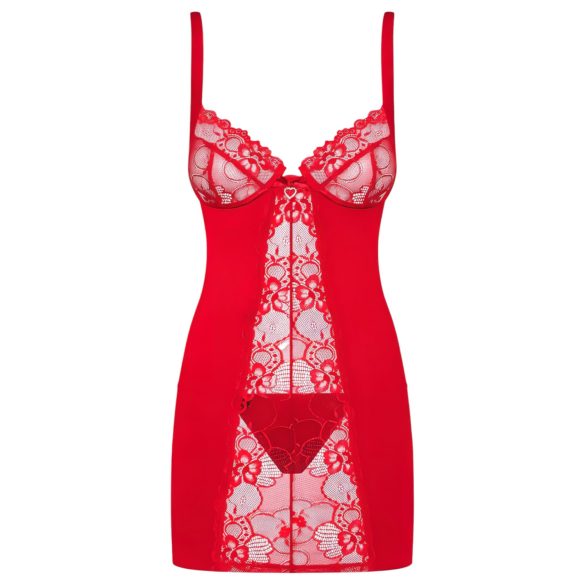Obsessive Heartina - babydoll en string - rood