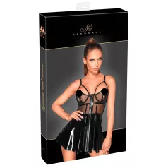 Noir - lakleren jurkje met netstof inzet - zwart