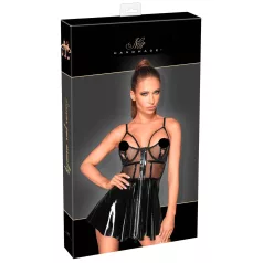 Noir - lakleren jurkje met netstof inzet - zwart
