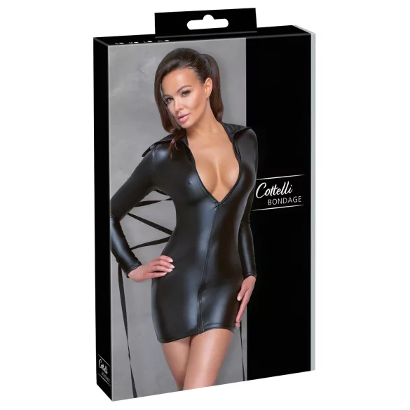 Cottelli Bondage - Jurk met glanseffect - Inclusief boeien - Zwart
