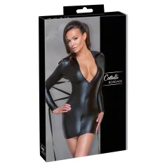   Cottelli Bondage - Jurk met glanseffect - Inclusief boeien - Zwart - M