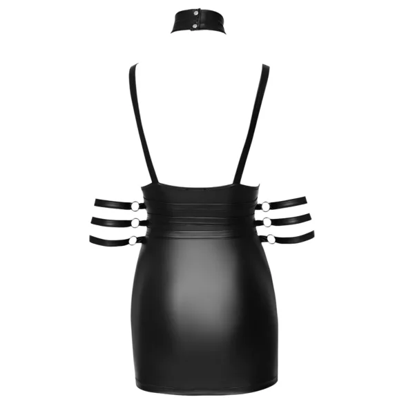 Cottelli Bondage - halter nek mini jurk - glanzend - zwart