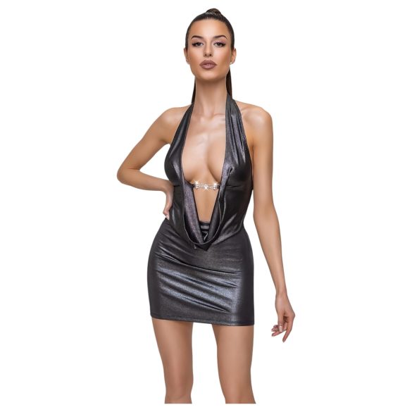 Cottelli Party - halterjurk - zilverkleurig - XL