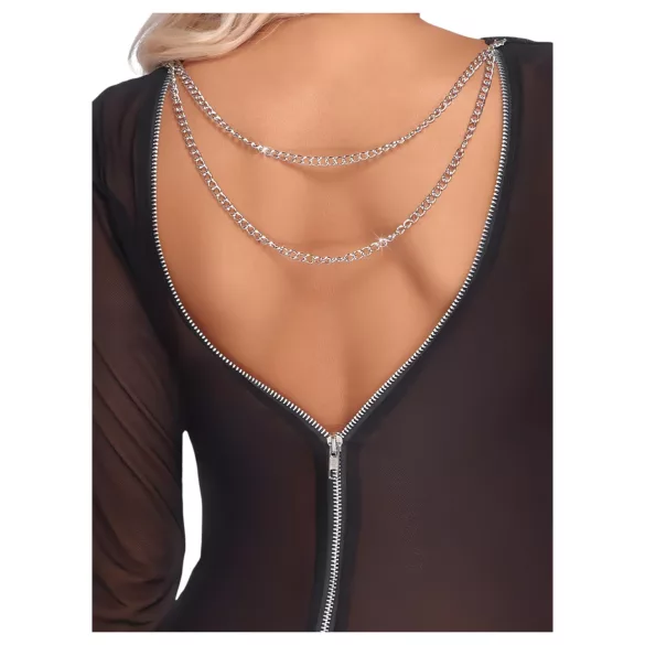 Cottelli Party - transparante jurk - met ritssluiting - zwart