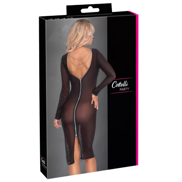 Cottelli Party - transparante jurk - met ritssluiting - zwart - L