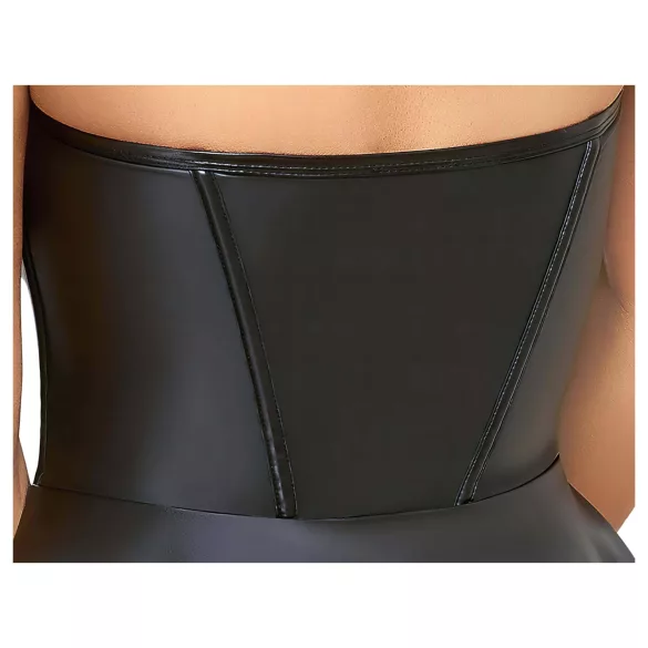 Cottelli - glanzende minijurk - geplooide rok - zwart - M