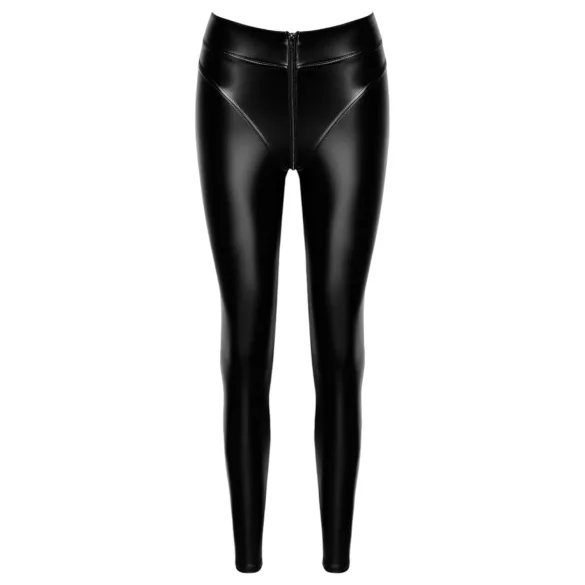 Noir - lange wetlook broek - zwart - M