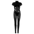 Cottelli - catsuit met korte mouwen - glanzend zwart - XL