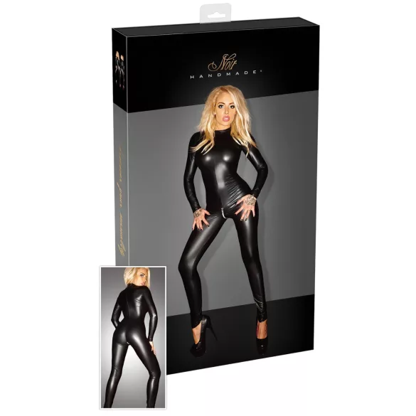 Noir - Catsuit dames - Glanzend - Lange mouw - Zwart - XL