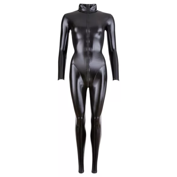 Cottelli - jumpsuit dames - lange mouw - glanzend zwart - S