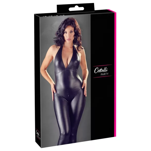 Cottelli Party - catsuit - glanzend - zwart