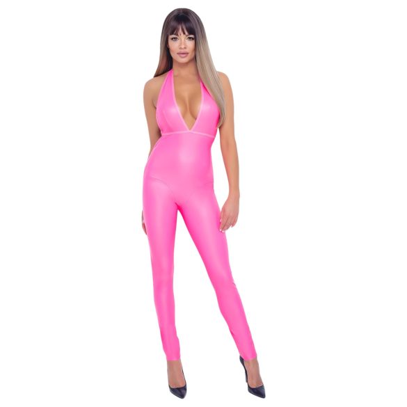 Cottelli Party - catsuit met diepe rug (roze) - L