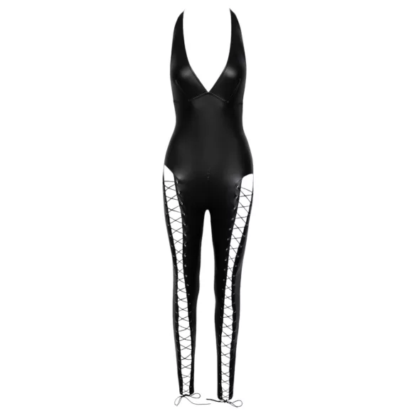 Cottelli Party - halter jumpsuit met veter (zwart) - XL