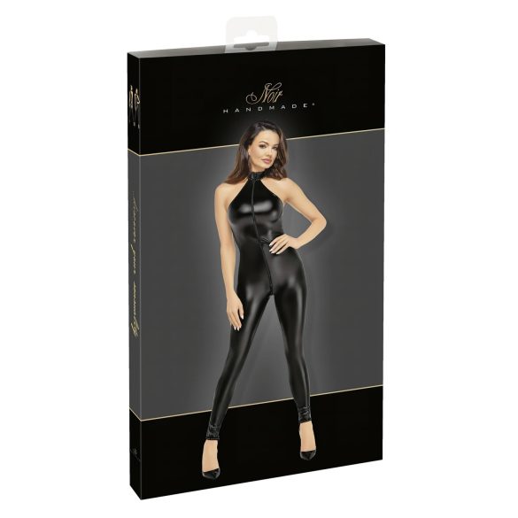 Noir - catsuit dames - glanzend met ritssluiting - zwart - L
