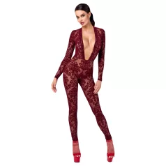 Noir Kink Royal - bodystocking - transparant - rood - M