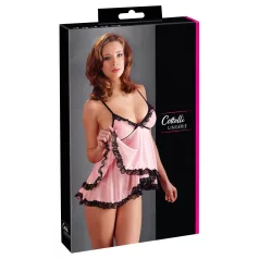 Cottelli - babydoll - kanten ruches - zwart - L