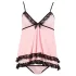 Cottelli - babydoll - kanten ruches - zwart - L