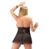 Cottelli Plus Size - luchtige kanten babydoll (zwart) - 2XL