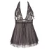 Cottelli Plus Size - babydoll jurk - kanten - zwart - 2XL