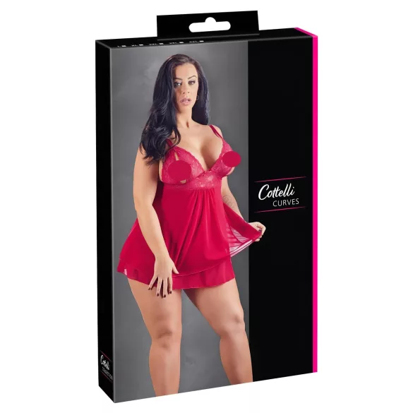 Cottelli Plus Size - babydoll - kant - rood