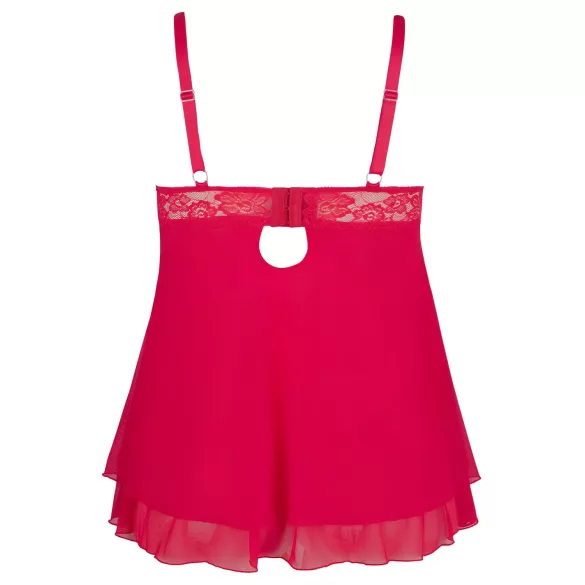 Cottelli Plus Size - babydoll - kant - rood - XL