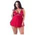 Cottelli Plus Size - babydoll - kant - rood - 4XL