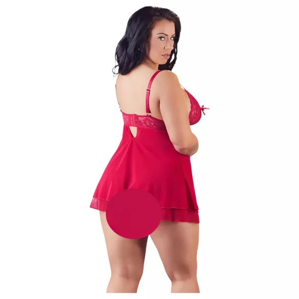 Cottelli Plus Size - babydoll - kant - rood - 4XL