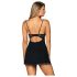 Obsessive Luvae - Bloemige, strassjurk & string (zwart) - L/XL