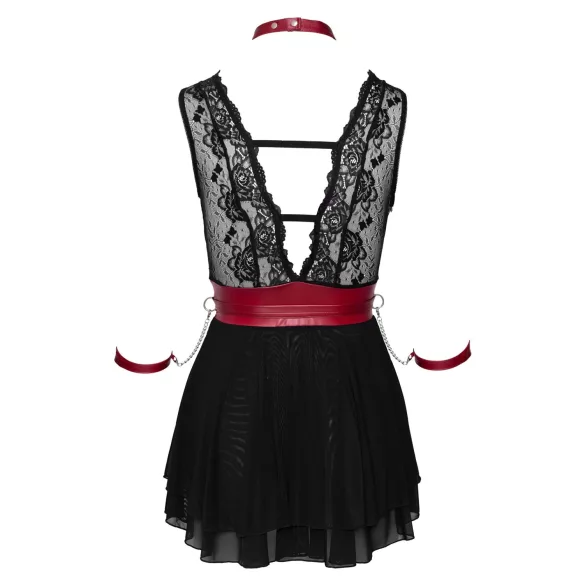 Cottelli Bondage - Halter babydoll met kant (zwart)
