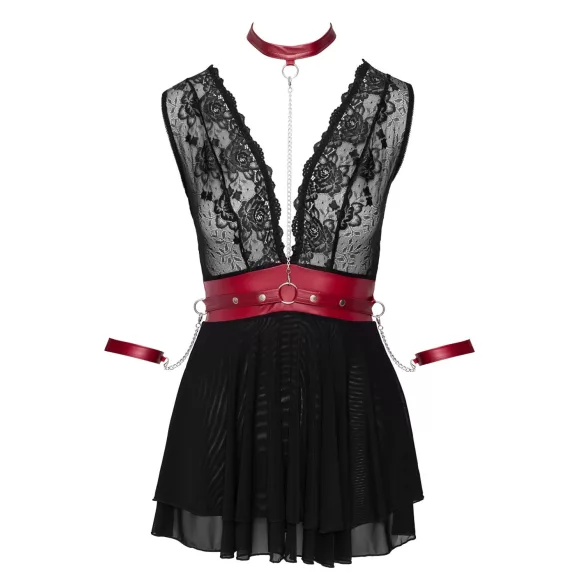 Cottelli Bondage - Halter babydoll met kant (zwart) - M
