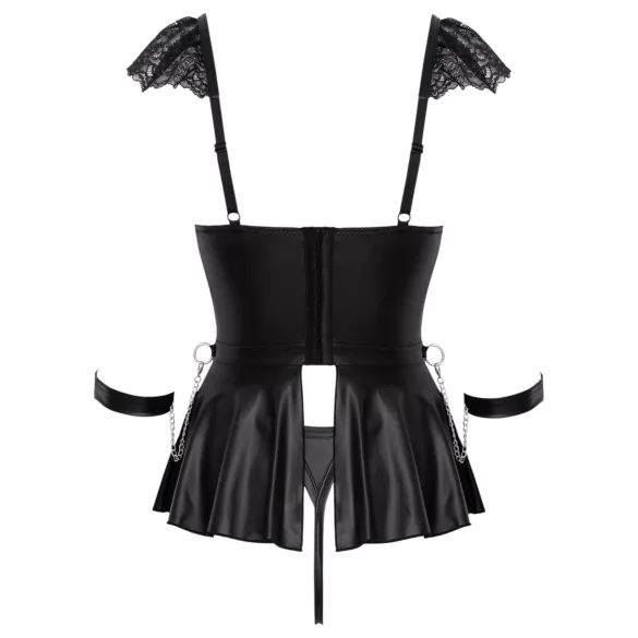 Cottelli Bondage - kanten minijurk met boeien (zwart)