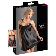 Cottelli - satijnen nachtjurk - zwart - XL