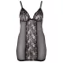 Cottelli Plus Size - transparant nachthemd met kant - zwart - 4XL