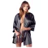 Cottelli - satijnen kimono met kant - kort - zwart - L/XL