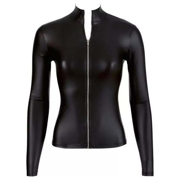 Cottelli - dames shirt met lange mouwen - glans - zwart - M