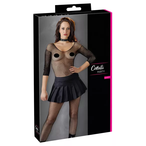 Cottelli - plissé minirok - zwart - XL