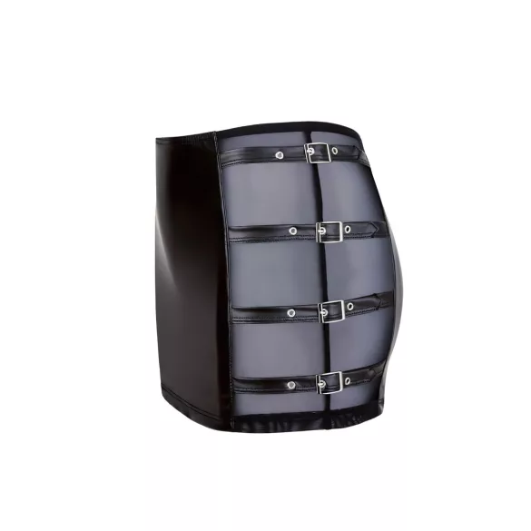 Cottelli - minirok met gesp - glanzend - zwart - M