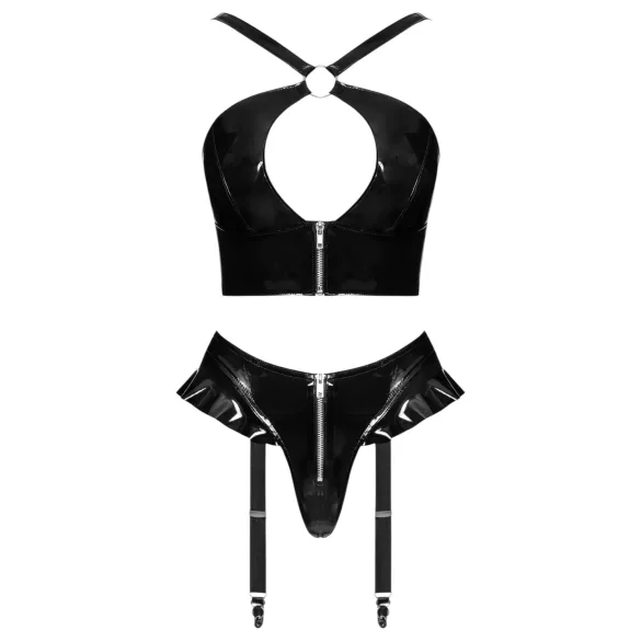 Black Level - bh en string set - kruissluiting - zwart - L