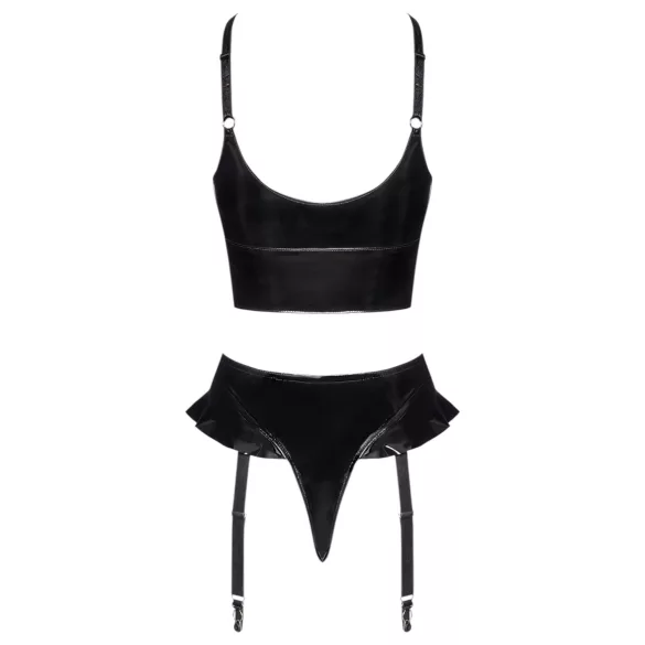Black Level - bh en string set - kruissluiting - zwart - L