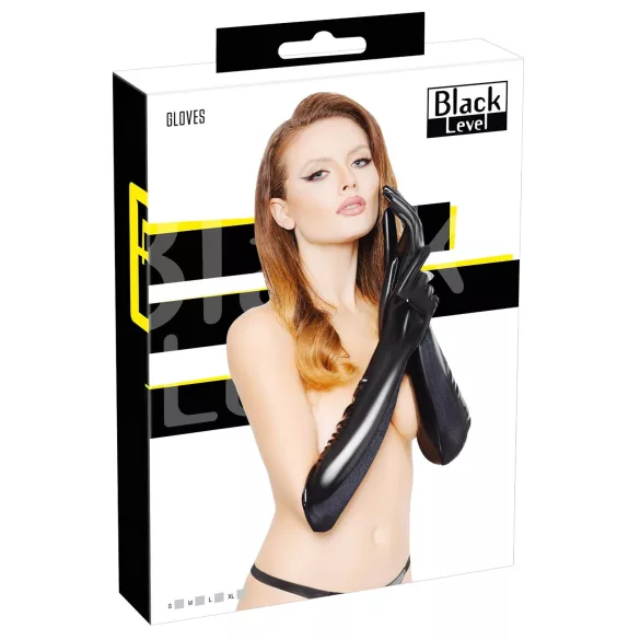 Black Level - lak handschoenen - glanzend - zwart - L