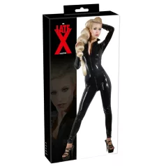 LATEX - dames catsuit met lange mouwen - zwart