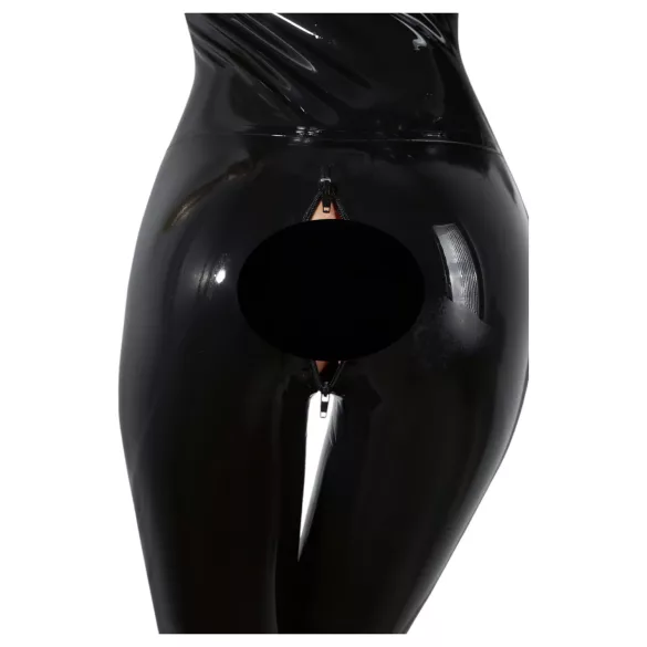 LATEX - dames catsuit met lange mouwen - zwart - S
