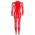 LATEX - dames catsuit met lange mouwen - rood - S
