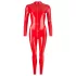 LATEX - dames catsuit met lange mouwen - rood - L